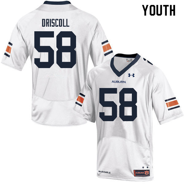 Youth #58 Jack Driscoll Auburn Tigers College Football Jerseys Sale-White